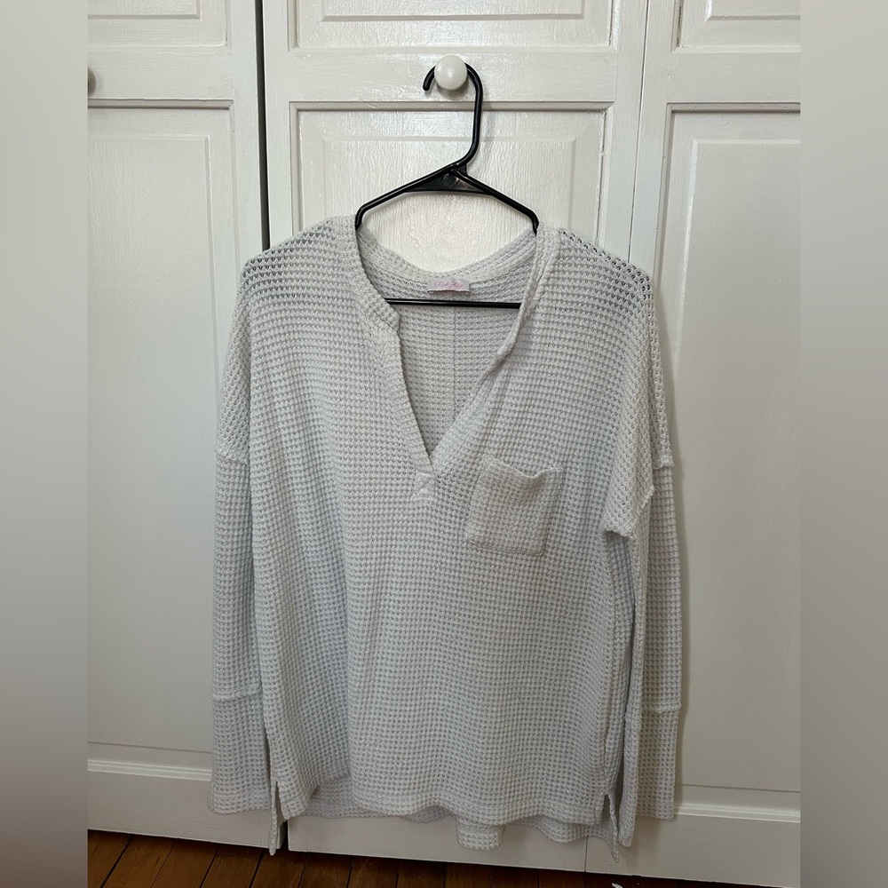 Pink Lily Cream Waffle Knit Top